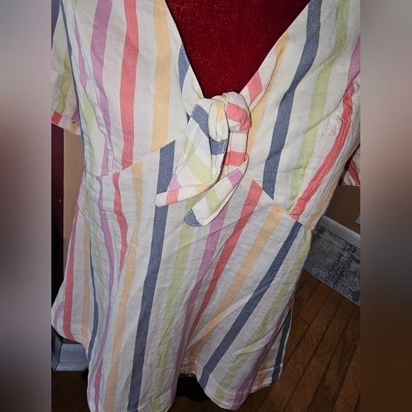 Women’s  Old Navy | Multicolor Striped Tie Front Blouse NWT "K" - Picture 2 of 7